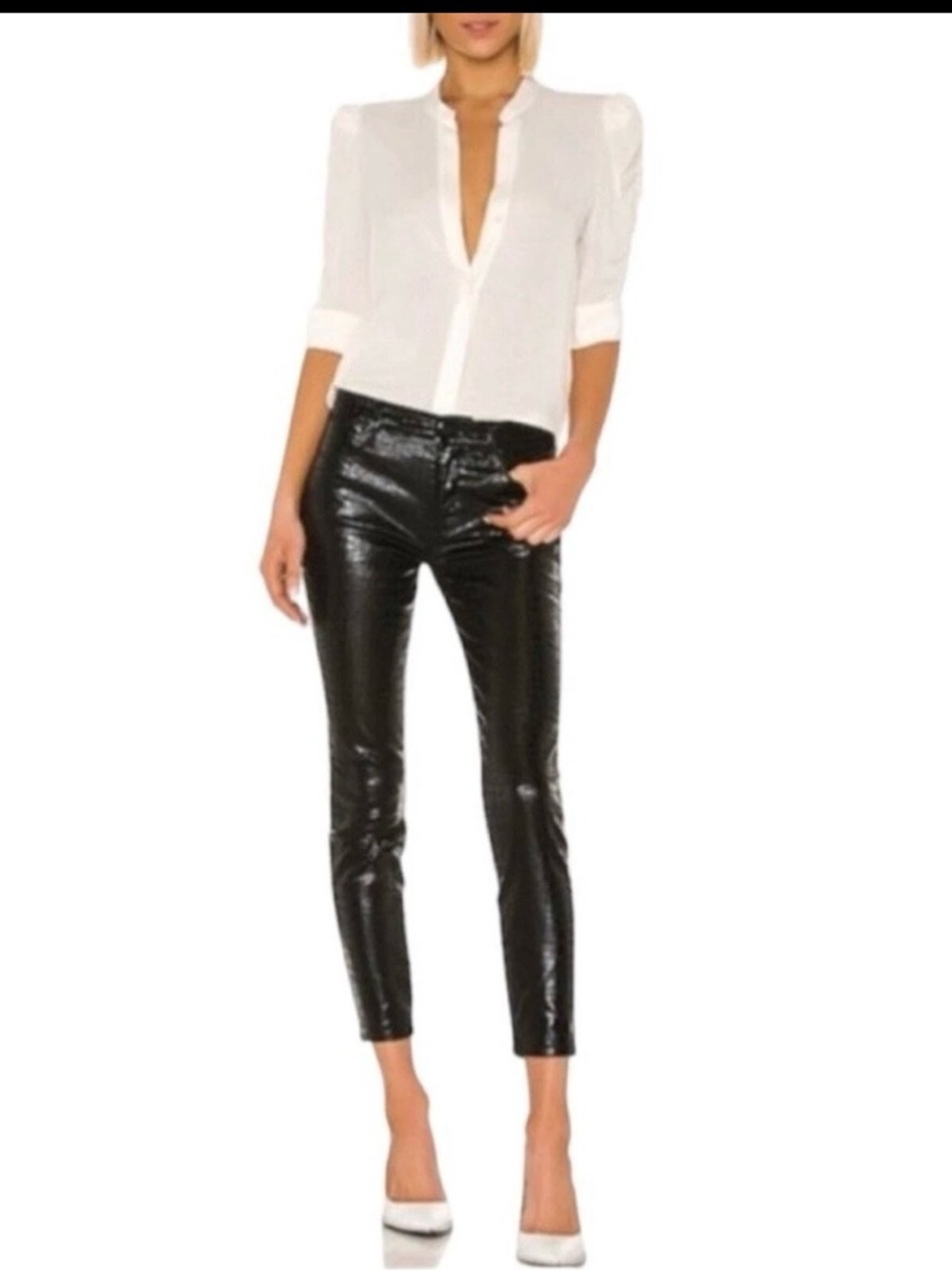 FRAME Le High Croc Embossed Skinny 26